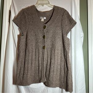 Christopher & Banks Sweater Women's Large Brown Open Front Cardigan 100% Cotton